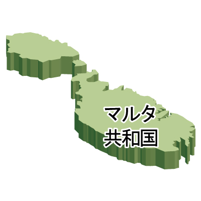 マルタ共和国無料フリーイラスト｜漢字・立体(緑)